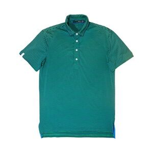 RLX Ralph Lauren Blue Green Polo EUC S Golf Short Sleeve Striped Performance